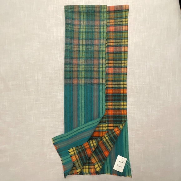 Acne Studios Ombre Plaid Virgin Wool Blanket Scarf Wrap 84”x27”Made in Italy NWT - Picture 13 of 16